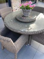 Tuinset 4 seasons ronde tafel met 4 wicker zetel/stoelen, Ophalen, Wicker, Tuinset