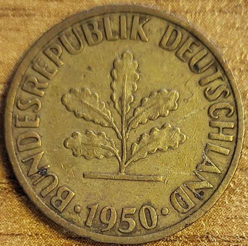 DUITSLAND 5 Pfennig 1950 F STUTTGART KM#107 VF, Postzegels en Munten, Munten | Europa | Niet-Euromunten, Losse munt, Duitsland
