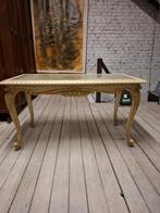 vintage polychroom salontafel louis xv met glas, Huis en Inrichting, Ophalen, Glas