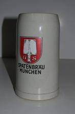 Grote steengoed bierpul van 1 liter „SPATENBRAU MUNCHEN GS”, Overige merken, Gebruikt, Pul(len), Verzenden