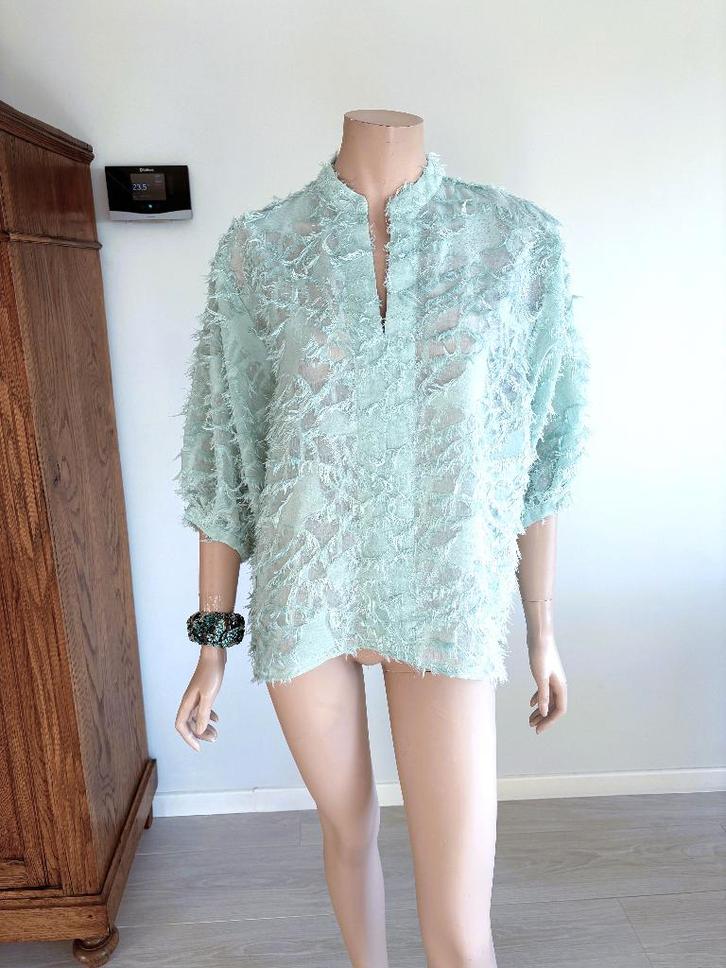 Soaked - SL Zienna Blouse – Mintgroene Eyecatcher, Kleding | Dames, Blouses en Tunieken, Zo goed als nieuw, Maat 36 (S), Groen