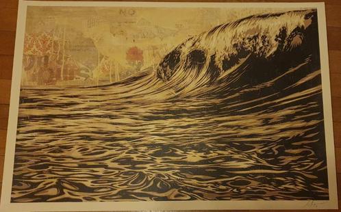 Fairey (Obey) Dark Wave, gesigneerd, Antiek en Kunst, Kunst | Litho's en Zeefdrukken, Ophalen of Verzenden