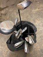 Golftas met 10 stokjen en trolley, Sport en Fitness, Golf, Ophalen, Zo goed als nieuw