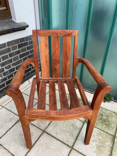 6 tuinstoelen in teak, Tuin en Terras, Tuinstoelen, Zo goed als nieuw, Hout, Ophalen