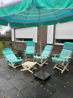 Vintage tuinstoelen, Tuin en Terras, Ophalen, Gebruikt, Hout, Inklapbaar
