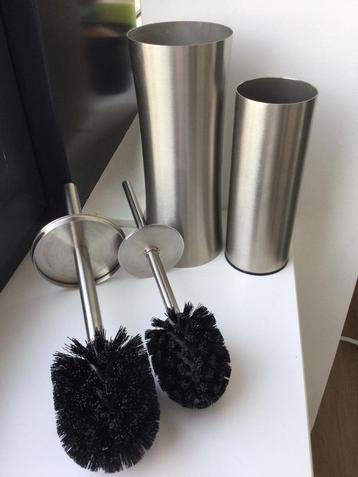 Set van 2 wc houders RVS met borstel - NIEUW, nooit gebruikt beschikbaar voor biedingen