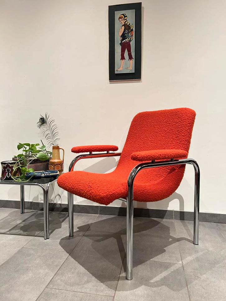 Vintage fauteuil buisframe, Huis en Inrichting, Fauteuils, Gebruikt, Ophalen