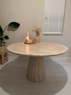 Travertin tafel 120cm rond, Huis en Inrichting, Tafels | Eettafels, Ophalen of Verzenden, Zo goed als nieuw, Rond