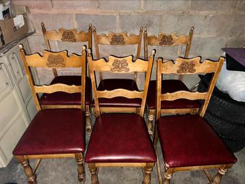 Lot de 6 chaises en bois massif – style rustique beschikbaar voor biedingen