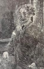 Ensor - Zelfportret - Prent in kader - 75 x 116 mm - Goed, Antiek en Kunst, Kunst | Etsen en Gravures, Ophalen of Verzenden