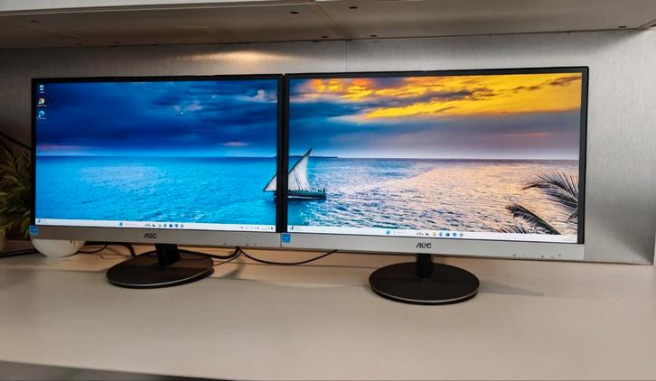 2x AOC 24 Full HD HDMI DisplayPort professioneel pc-scherm, Computers en Software, Monitoren, Zo goed als nieuw, 60 Hz of minder