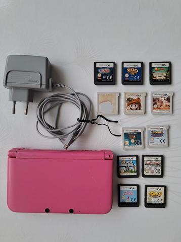 Nintendo 3ds XL pink met 12games.