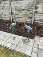 Twee bronzen kraanvogels of reigers, Tuin en Terras, Ophalen, Zo goed als nieuw