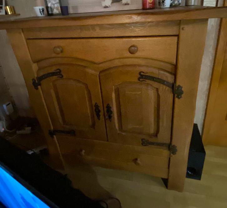 Vol eiken dressoir, barkast en tafel, Huis en Inrichting, Kasten | Dressoirs, Zo goed als nieuw, Ophalen