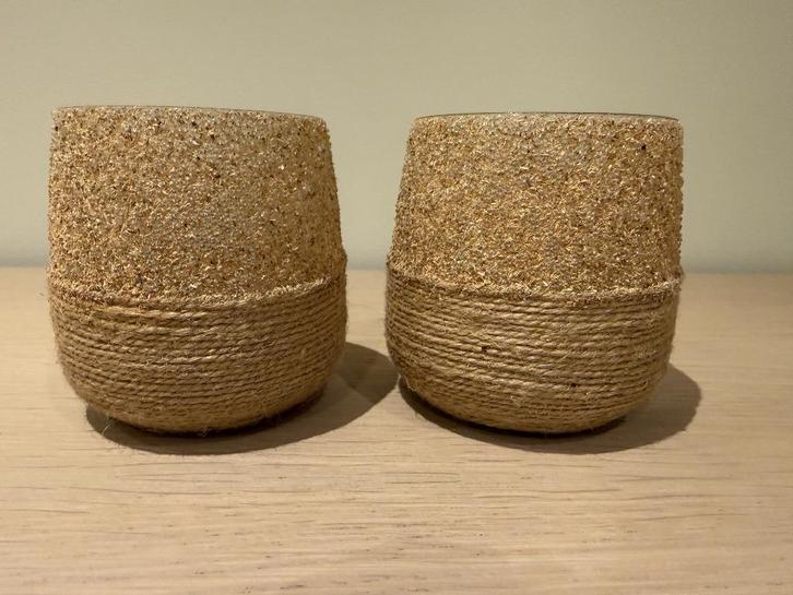 Theelichthouder bruin (2 stuks), Huis en Inrichting, Woonaccessoires | Kandelaars en Kaarsen, Zo goed als nieuw, Kandelaar, Minder dan 25 cm