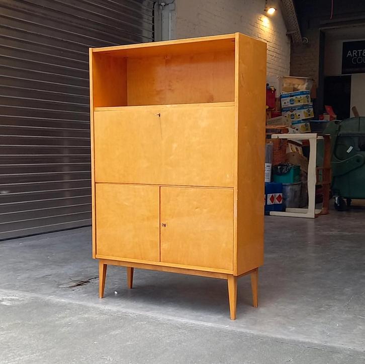 Highboard vintage Secretary, bureau Imexcotra Bouleau 1960', Huis en Inrichting, Kasten | Secretaires, Zo goed als nieuw, Ophalen