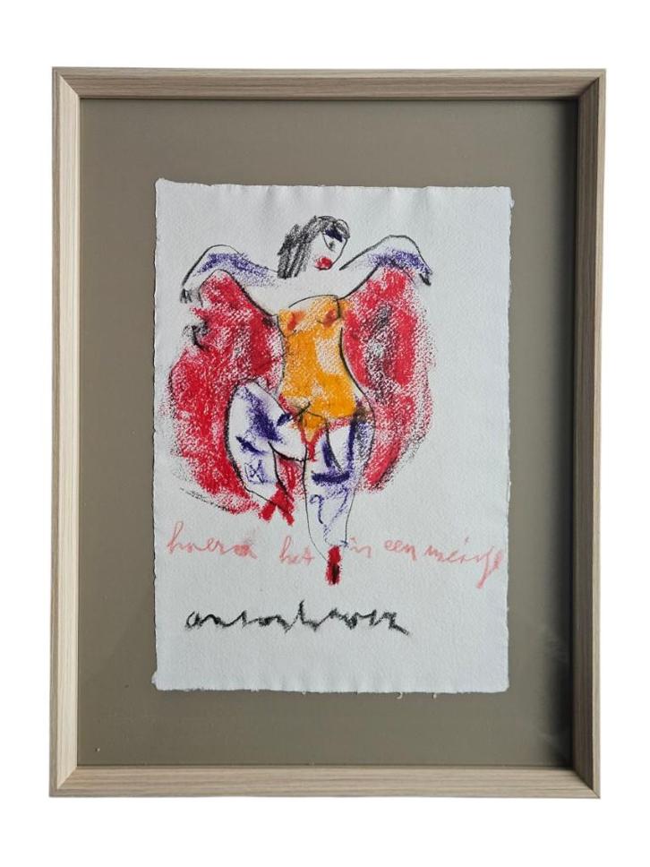 Anton Heyboer op geschept molen papier, Antiek en Kunst, Kunst | Schilderijen | Modern, Verzenden