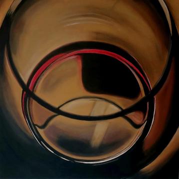 Abstract schilderij 'Wine' (wijn) 1 x 1 m beschikbaar voor biedingen