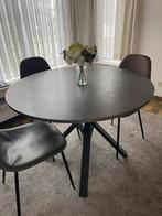 Donkergrijze ronde tafel, Huis en Inrichting, Tafels | Eettafels, Ophalen, Zo goed als nieuw