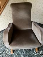 Fauteuil zetel in bruin grijs velvet vintage, Ophalen
