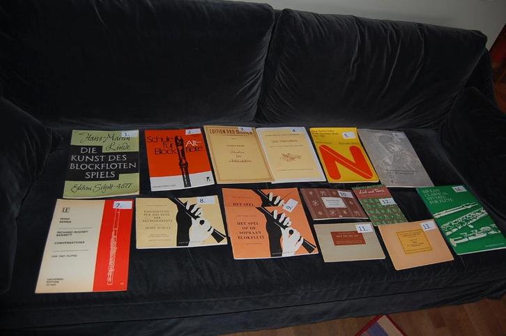 bladmuziek kavel van 36 uitgaven, Musique & Instruments, Partitions, Utilisé, Autres genres, Classique, Flûte à bec, Flûte traversière ou Piccolo