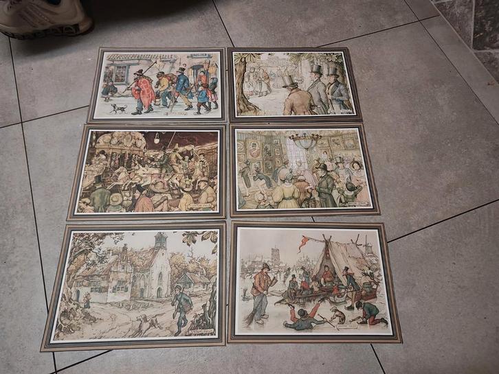 6 verschillende Anton Pieck prenten, Verzamelen, Foto's en Prenten, Prent, Ophalen