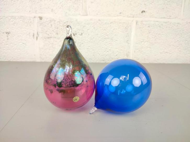 Duo grote kristallen kerstballen Val Saint Lambert, Antiek en Kunst, Antiek | Glaswerk en Kristal, Ophalen of Verzenden