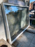 Châssis fixe pvc double vitrage int blanc ext Noyer., Enlèvement, Comme neuf, Double vitrage