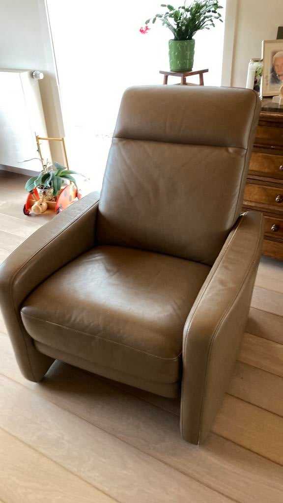 Relaxzetel in leder, Ophalen, Gebruikt, 125 cm of meer, Leer