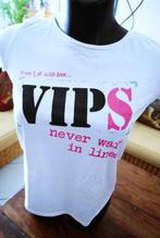 wit/zwart katoen VIP T-shirt maat M, Vêtements | Femmes, T-shirts, Manches courtes, Taille 38/40 (M), Astrid, Enlèvement ou Envoi