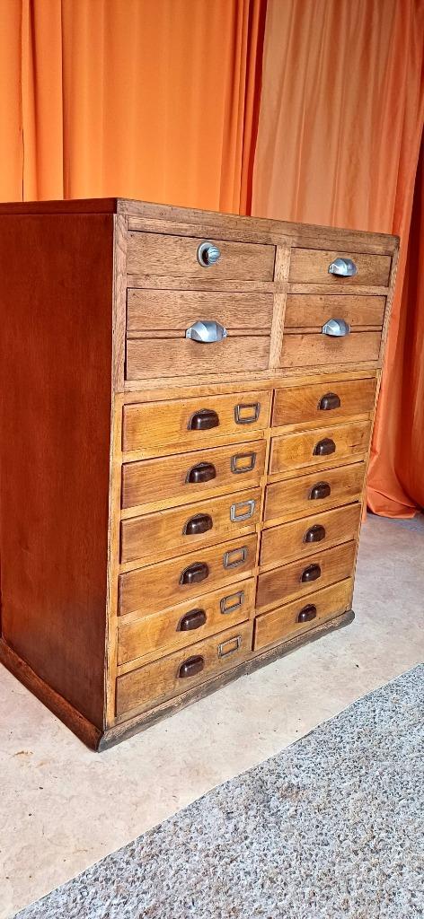 Ambachtelijk meubilair vintage industriële ladekast, Antiek en Kunst, Curiosa en Brocante, Ophalen of Verzenden