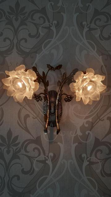 Wandlamp tulp motief, Enlèvement, Utilisé, Métal, Tulp vintage