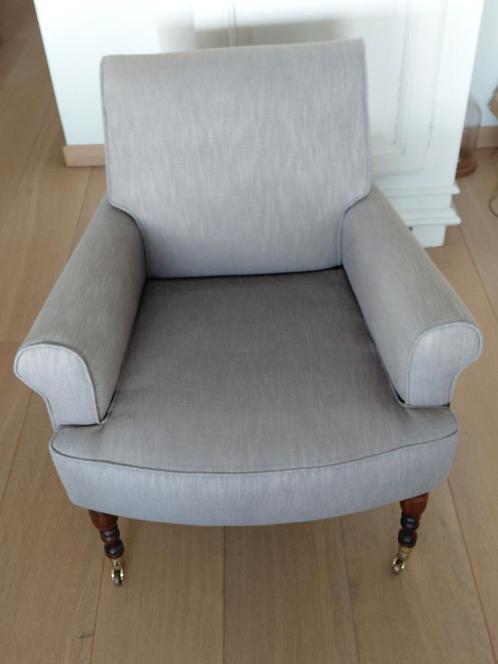 Zetel in grijze stof, Huis en Inrichting, Fauteuils, Zo goed als nieuw, Stof, Ophalen