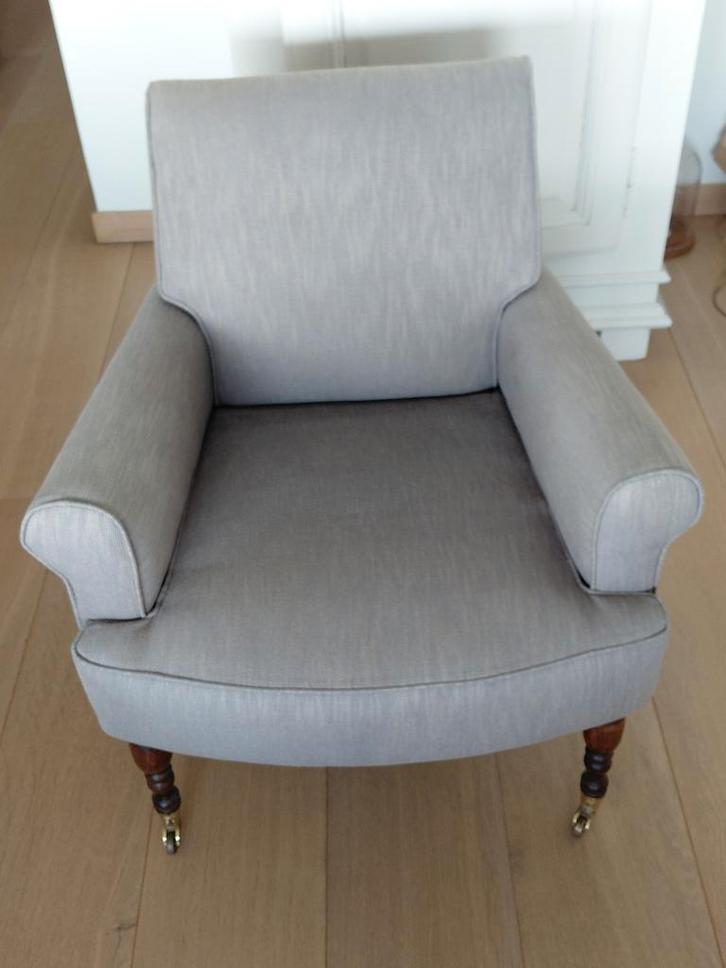 Zetel in grijze stof, Huis en Inrichting, Fauteuils, Zo goed als nieuw, Stof, Ophalen