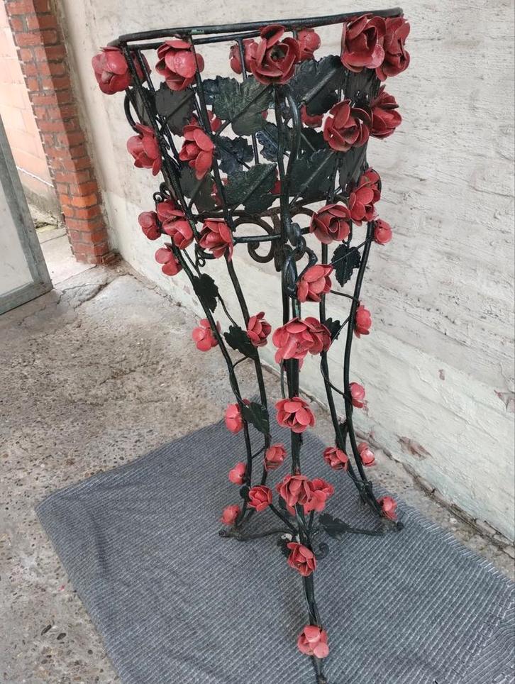 Oude smeedijzeren plantenstaander...110cm...0478028005, Tuin en Terras, Bloempotten, Gebruikt, Ophalen of Verzenden