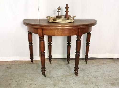 Speciale antieke Louis Philippe muur-/eettafel in eik B 110, Huis en Inrichting, Tafels | Sidetables, Gebruikt, 50 tot 75 cm, 100 tot 150 cm