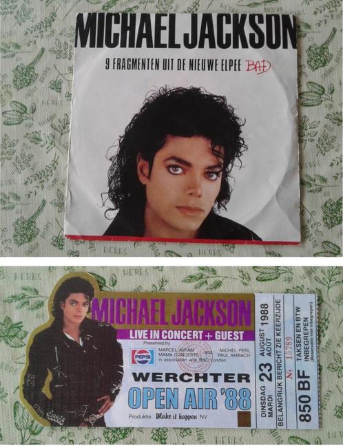 1988 Michael Jackson promo Singel 45t + Werchter ticket, Cd's en Dvd's, Vinyl | Pop, Gebruikt, 1980 tot 2000, 10 inch, Ophalen