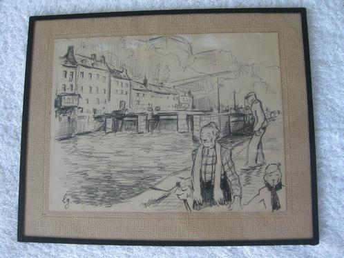 Namur – dessinateur Jean Legrand – original circa 1940 rare, Antiquités & Art, Art | Peinture | Classique, Enlèvement ou Envoi