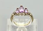 Gouden Vintage ring edelsteen amethist en diamant. 2025/581., Verzenden, Paars, Zo goed als nieuw, 17 tot 18