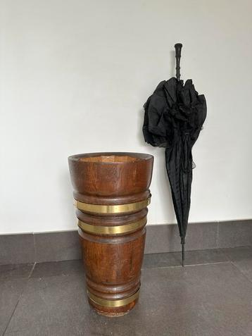 Eikenhouten paraplubak - plantenhouder - H 48cm  beschikbaar voor biedingen