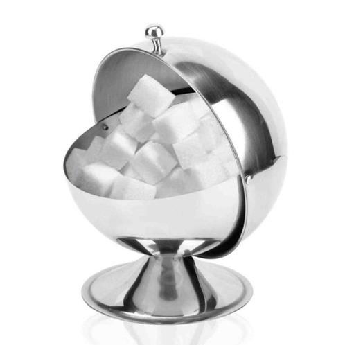 Suikerpot, roestvrijstalen snoeppot met deksel ra, Huis en Inrichting, Keuken | Servies, Zo goed als nieuw, Overige typen, Overige stijlen