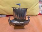 Vintage tinnen Scandinavische Viking sloepsculptuur, Ophalen of Verzenden