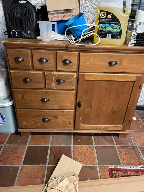 Massief Houten Ladekast, Huis en Inrichting, Kasten | Dressoirs, Gebruikt, 150 tot 200 cm, 50 tot 75 cm, Met lade(s), Met deur(en)