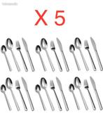Lot de 5 ménagères de 24 couverts top qualité inoxidables, Ophalen, Nieuw, Inox of Chroom, Bestekset