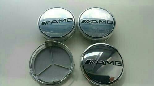 Mercedes Benz Amg naafdoppen dia 75 mm zwart/zilver, Auto diversen, Wieldoppen, Nieuw, Ophalen of Verzenden