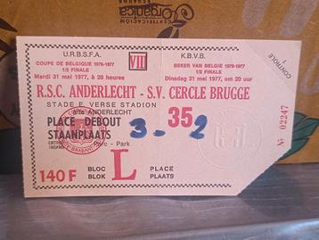 Ticket 1976 1977 Anderlecht Cercle, Tickets & Billets