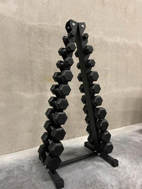 NIEUW Hex Dumbbells. 1 t/m 10kg + tower €400 incl. BTW, Sport en Fitness, Fitnessmaterialen, Nieuw, Dumbbell, Armen, Benen, Borst
