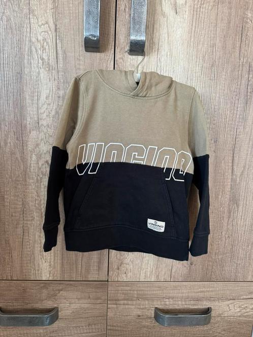 Vingino hoodie beige/zwart - Maat 116, Kinderen en Baby's, Kinderkleding | Maat 116, Zo goed als nieuw, Jongen, Trui of Vest, Ophalen of Verzenden