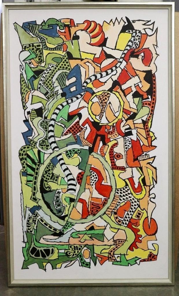 Pierre PISIVIN, abstracte compositie 2, Antiek en Kunst, Kunst | Schilderijen | Abstract, Ophalen