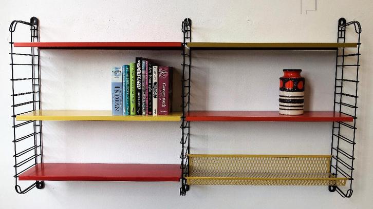 Vintage Tomado wandrek boekenrek Dekker metaal 60's rek, Huis en Inrichting, Woonaccessoires | Wandplanken en Boekenplanken, Gebruikt